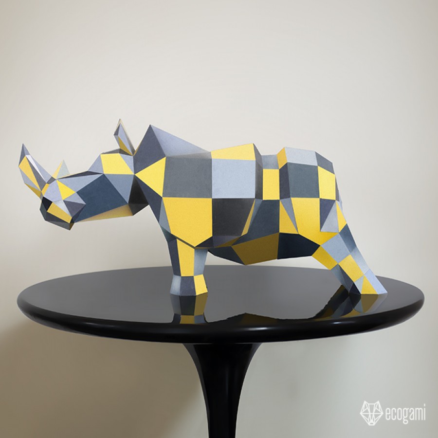 Rhino sculpture 3D papercraft template