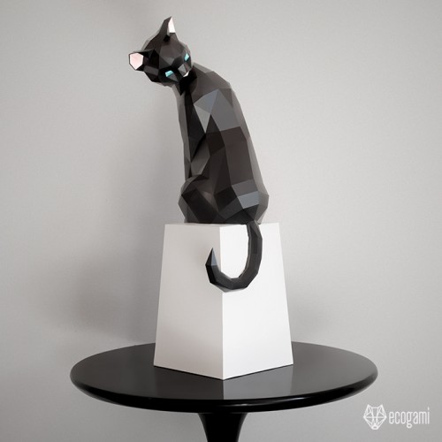 Grooming cat sculpture