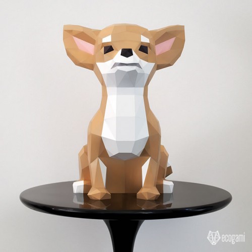 Chihuahua sculpture papercraft