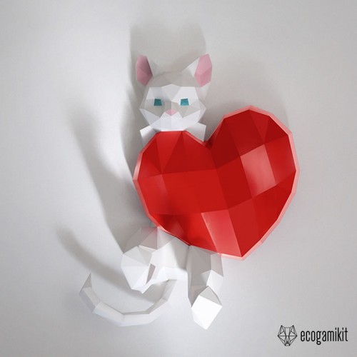 Cat in love papercraft