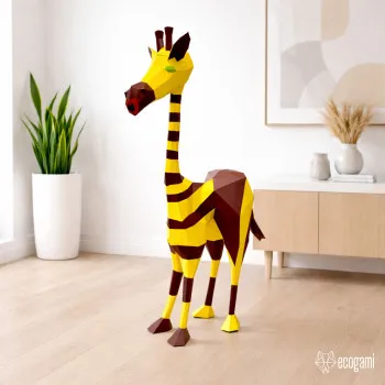 Square Paper Raffe Papercraft Animaux PDF | Sculptures Papier 3D & Trophée Faux Taxidermie
