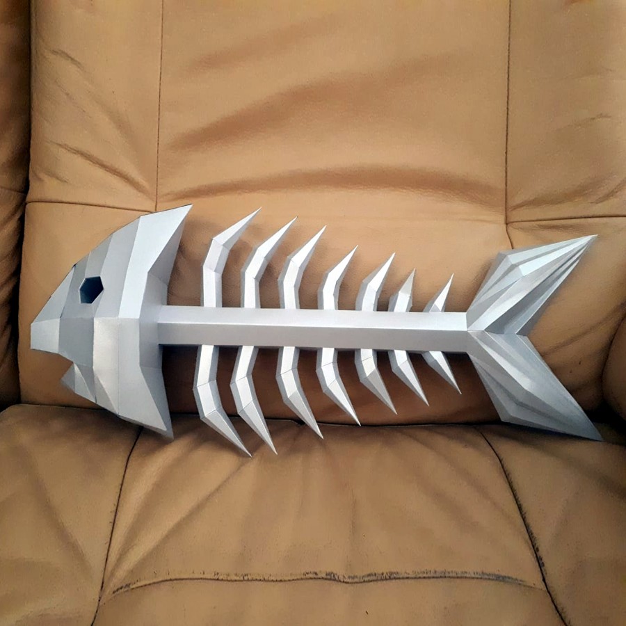 Fish skeleton 3D papercraft template